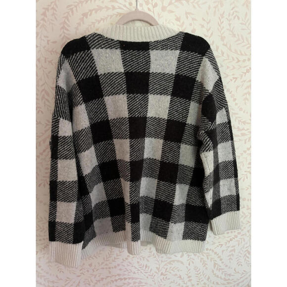 FALL CLEARANCE Cozy Loft Black and White Checkered Cardigan XL - Picture 5 of 7